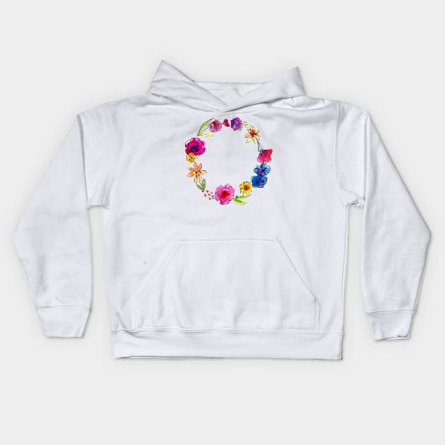 Floral Wreath Kids Hoodie by SWON Design